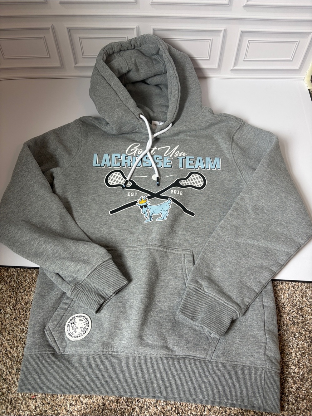 New Goat USA Lacrosse Team Hoodie XS Gray Sweatshirt